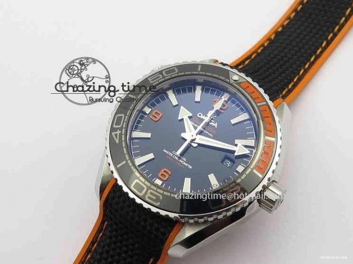 0521 Resilient Planet Ocean 2016 43.5mm SS OM 1:1 Best Edition Black Dial On Black Nylon Strap A 8167